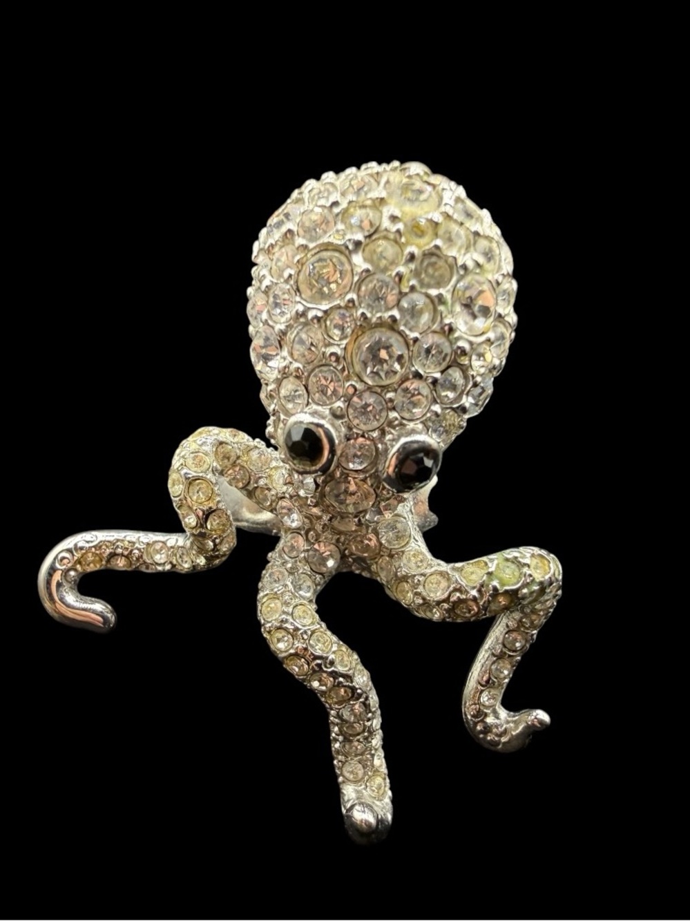 Chicos Crystal Octopus Ring - Sparkling Silver Tone